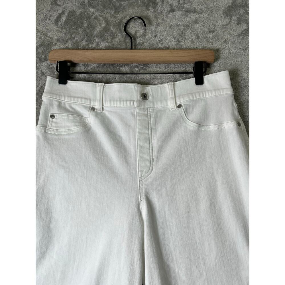 SPANX shape Every Wear Cropped Wide Leg Pull-On Jeans White Large Stretch Denim - Picture 2 of 7